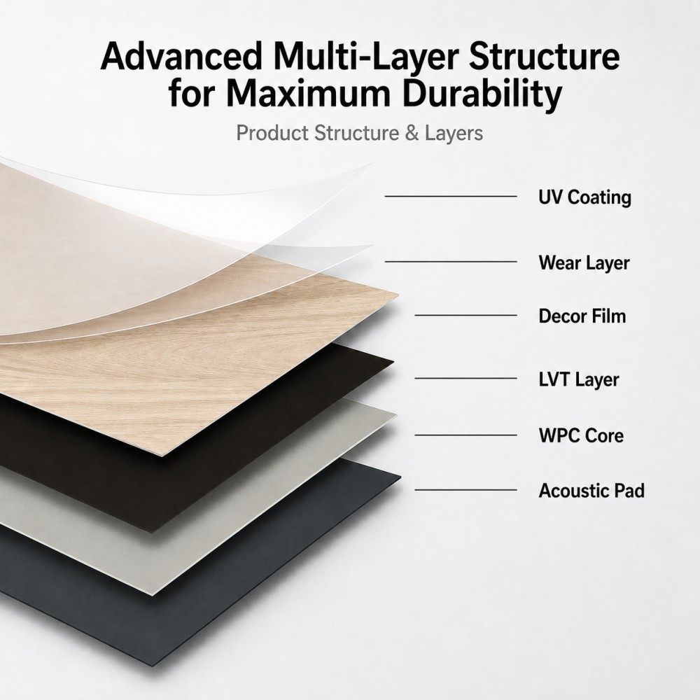Premium WPC Flooring with Pre-Attached IXPE/EVA Underlayment