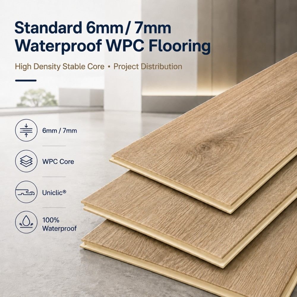6mm/7mm Waterproof WPC Flooring with Uniclic System