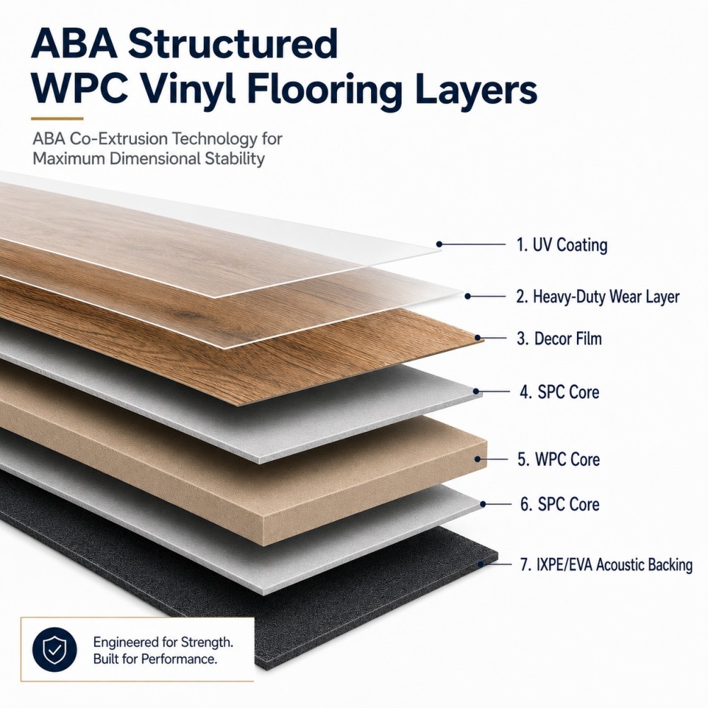 Heavy-Duty ABA WPC Vinyl Flooring for Commercial Areas