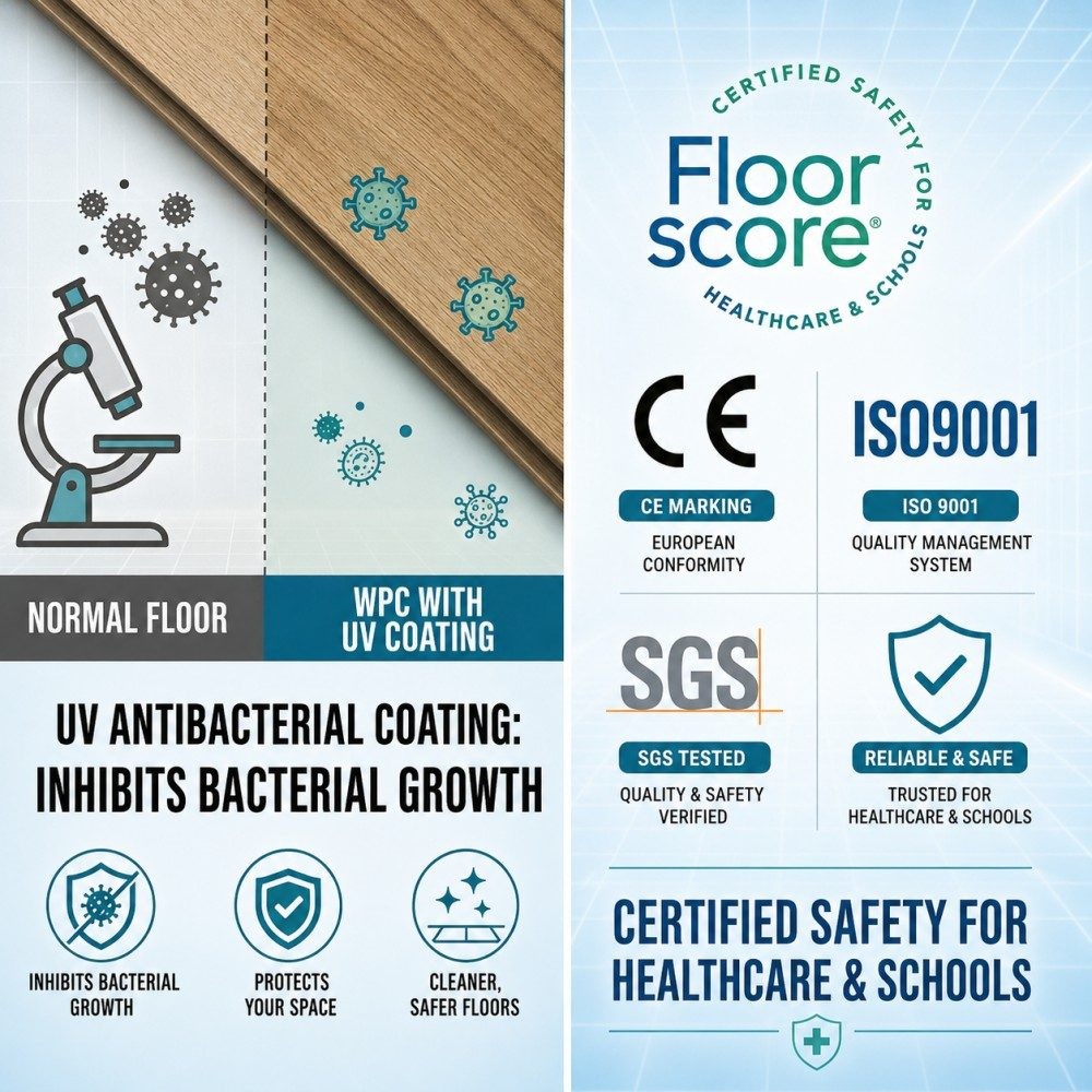 Antibacterial WPC Flooring for Healthcare & School Projects