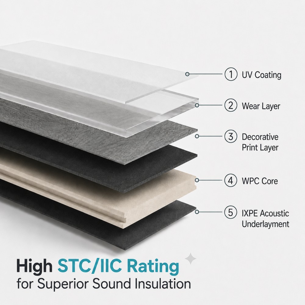 High STC/IIC Acoustic WPC Flooring for Multi-Family Projects