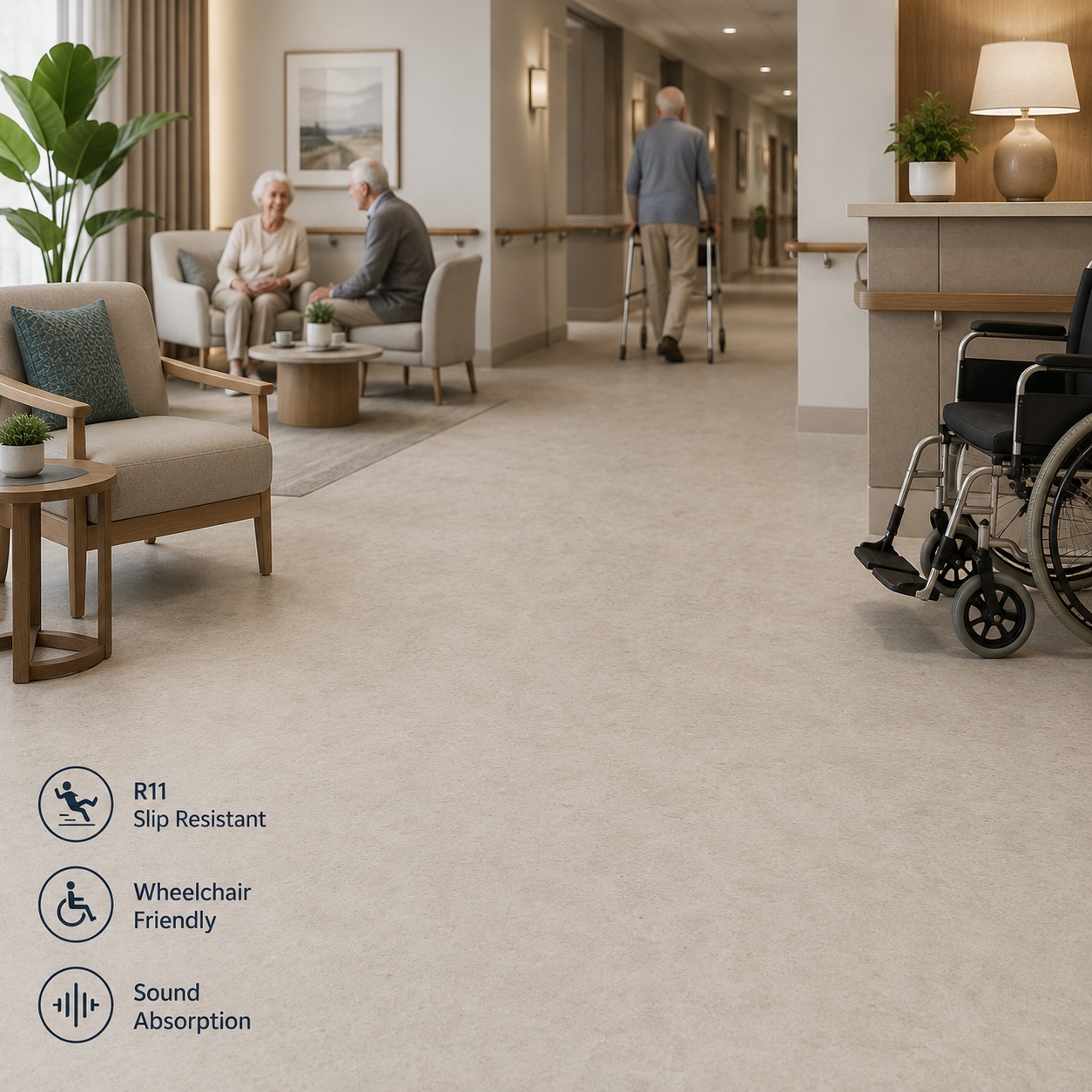Commercial vinyl sheet flooring