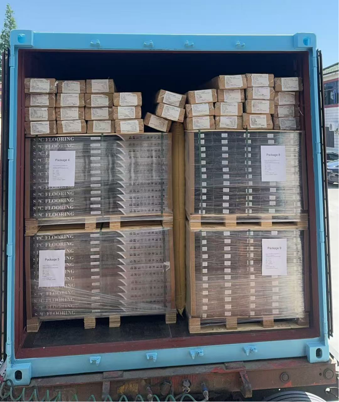 Flooring products prepared for loading